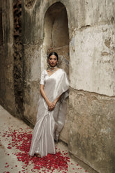 Milky Way Galaxy I White Handloom Tissue Saree