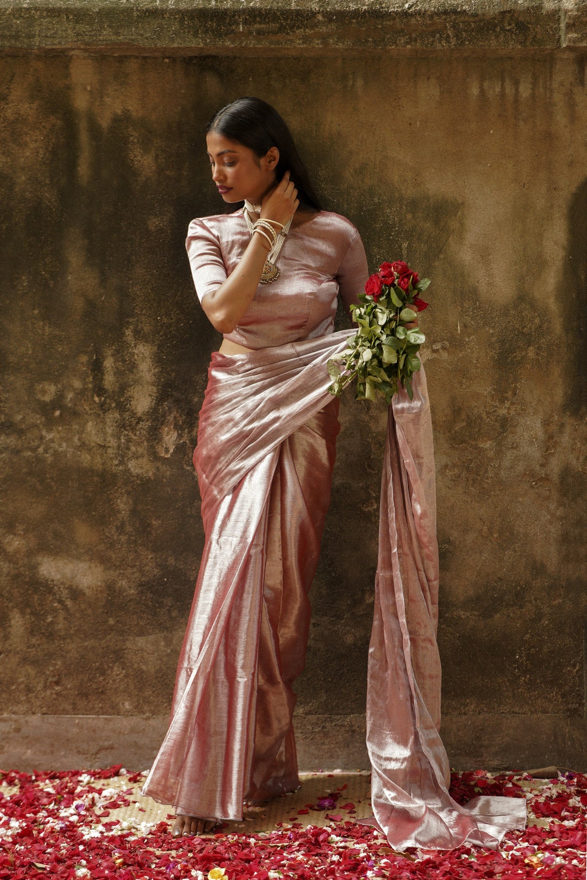 Coffee Caffeine I Pastel Coffee Handloom Tissue Saree
