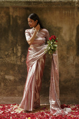 Coffee Caffeine I Pastel Coffee Handloom Tissue Saree
