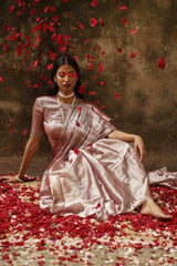 Coffee Caffeine I Pastel Coffee Handloom Tissue Saree
