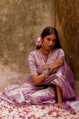 Lavender shine I Lavender handloom tissue saree