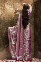 Lavender shine I Lavender handloom tissue saree