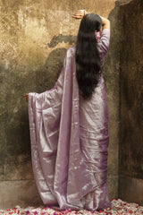 Lilac lilly I Pastel Purple Handloom tissue saree