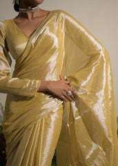 Mari-gold Rush I Neon Yellow Tissue Saree