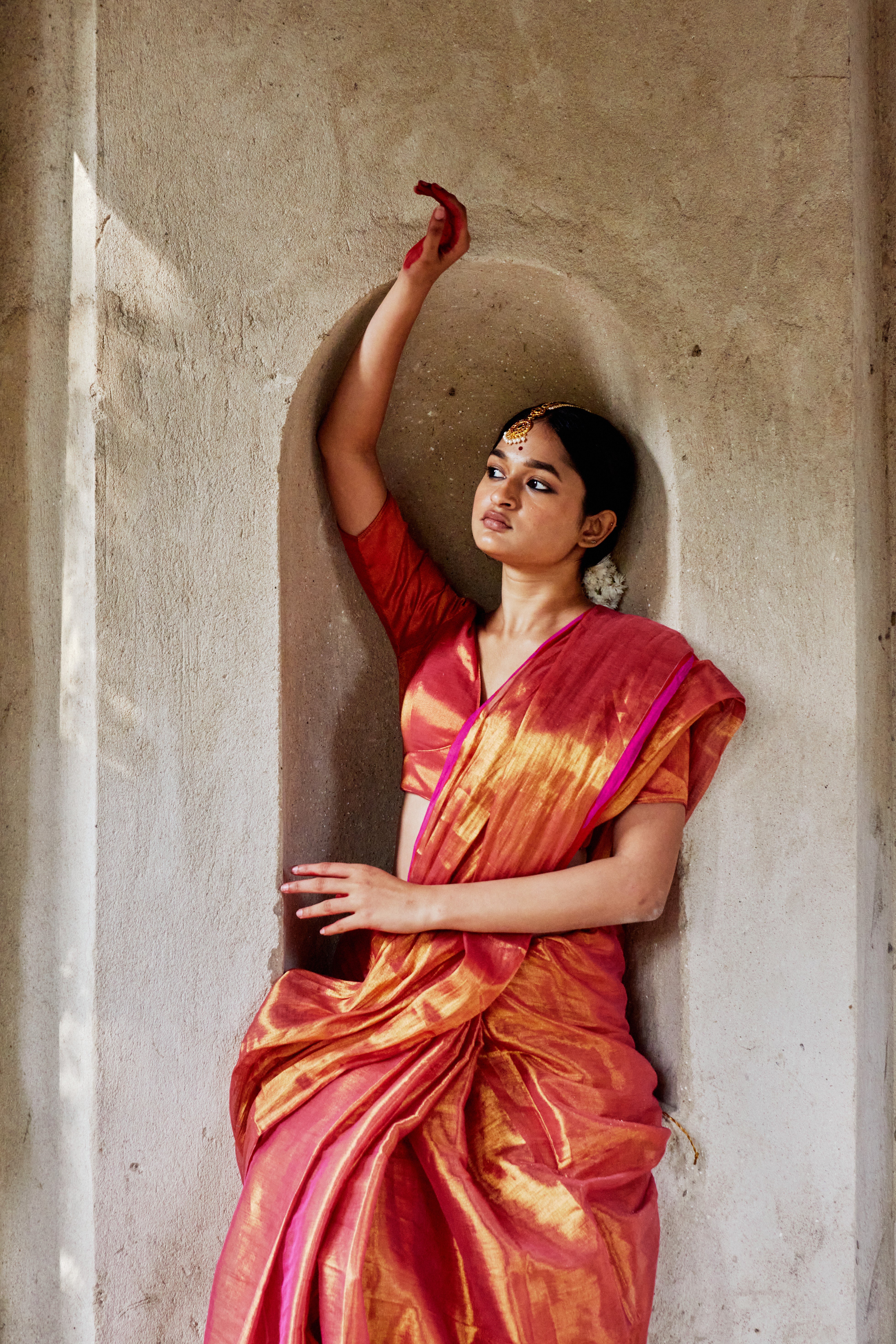 Maya I Pink dual tone handloom tissue saree