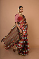 Prathamika I Multicoloured Handloom Tissue Saree